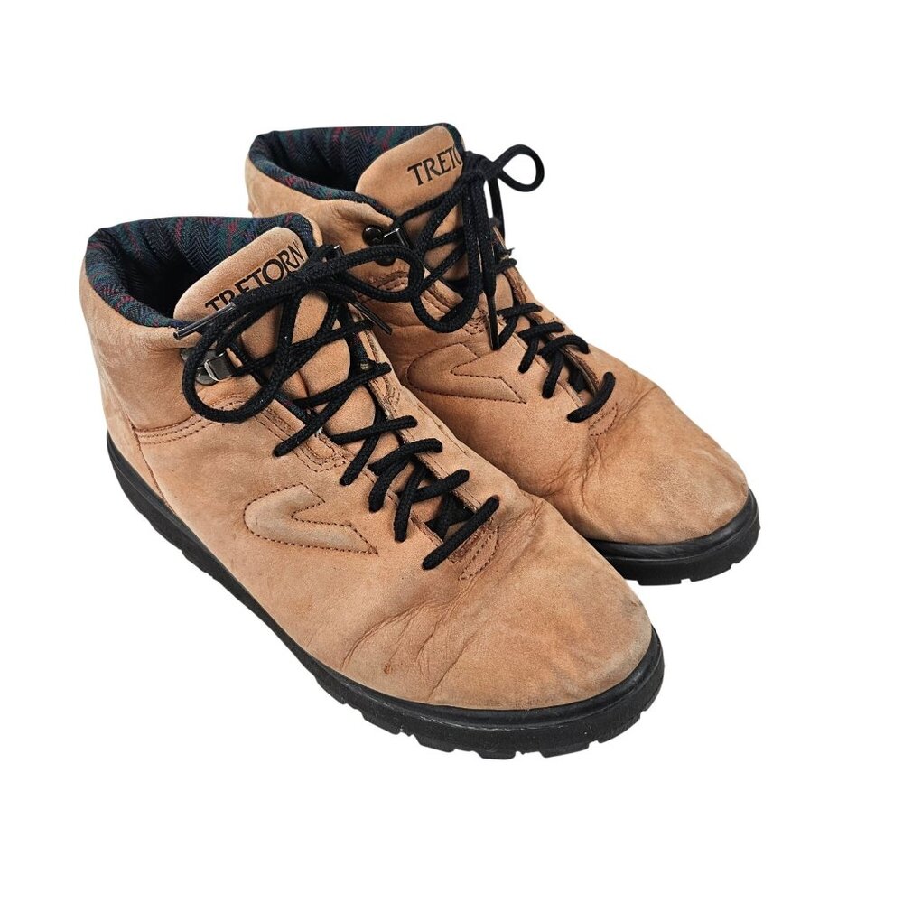 Tretorn Hiking Boots Womens Size 7 Lace Up Trail Shoes Tan Suede Vintage - Picture 1 of 8
